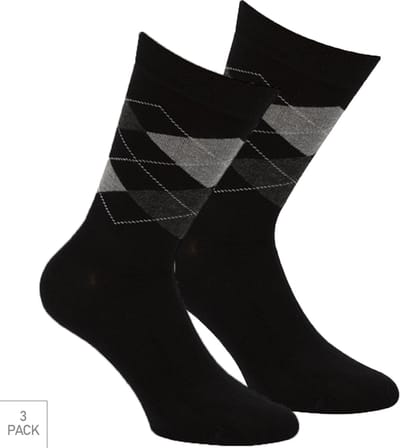 Boru Bamboo - 3-Pack - Geruite Sokken - Bamboe - Hypoallergeen - Heren / Dames - zwart - 35-38 - 2325