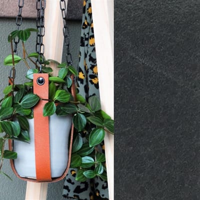 Leren plantenhanger | VINTAGE GREY (i.c.m. zwarte ketting)