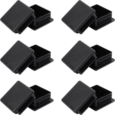 Set van 12 Vierkante Slat Plugs, Zwarte Plastic Eindkappen voor Buizen, Voetdoppen 50 x 50 mm, Perfect voor Meubelbescherming en Buisafwerking