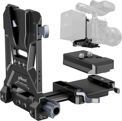 V-mount batterijplaat met dubbele snelkoppeling, compact en opvouwbaar ontwerp voor camera en statief, ideaal voor videoproductie en fotografie - 4064B