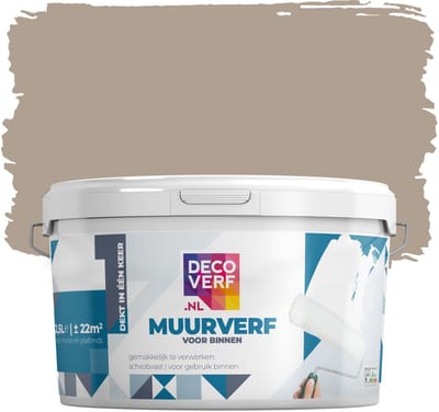 Decoverf muurverf mat kaki bruin, 2.5L