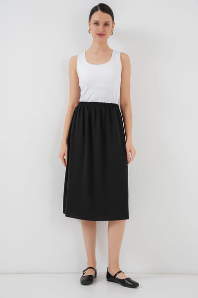 Midi Gebreide Elastische Taille Rok