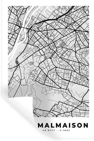 Muurstickers - Sticker Folie - Frankrijk - Plattegrond - Kaart - Rueil-Malmaison - Stadskaart - 20x30 cm - Plakfolie - Muurstickers Kinderkamer - Zelfklevend Behang - Zelfklevend behangpapier - Stickerfolie
