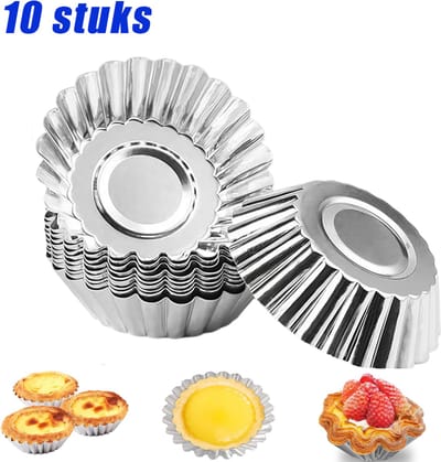10 stuks - Tartelette vormpjes- Mini taartvormpjes - Aluminium eiertaartvormpjes - Eiertaartvormpjes Aluminium - Herbruikbare Mini Muffinvormpjes voor Doe Het Zelf Bakken in de Keuken