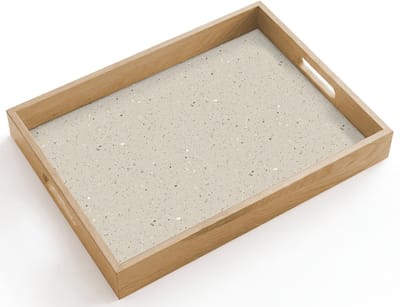 Dienblad hout 40x30 cm - Schootdienblad - Lichtbeige - Terrazzo - Grijs - Borrelplank rechthoek - Plateau dienbladen