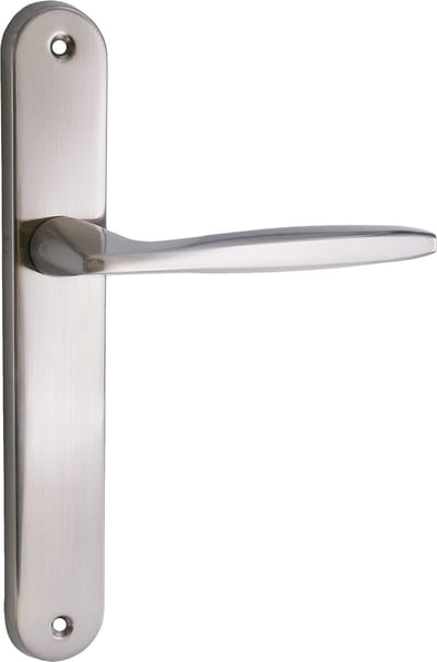 DOMINO MIA - Deurkrukset Binnendeur - Nikkel - Langschild zonder gat - Aluminium Deurbeslag - Deurklink Set