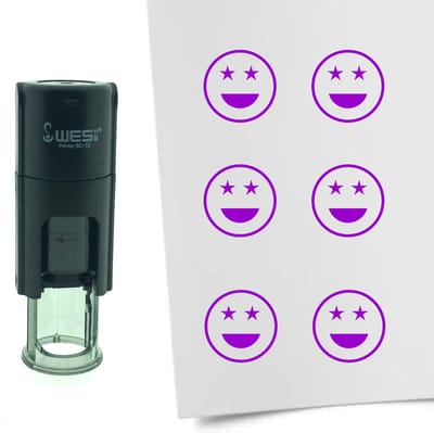 CombiCraft Stempel Smiley Trots 10mm rond - Paarse inkt