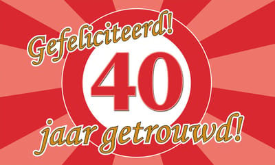 Q2P – 40 Jaar Gevelvlag – 150×90 cm XXL – Jubileum Versiering - Vlaggenlijn – Binnen & Buiten - Vlag