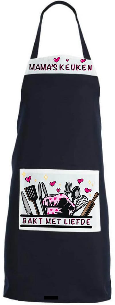 Keukenschort - Moederdag cadeau - Schort mama - Keukenschort mama moederdag - Origineel cadeau moederdag - Cadeau voor bakken - Kookschort dames - Bakschort - Keukencadeau mama persoonlijk - Moederdag cadeau duurzaam - Moederdag -