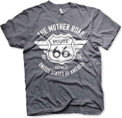 Route 66 Heren Tshirt -M- The Mother Road Grijs