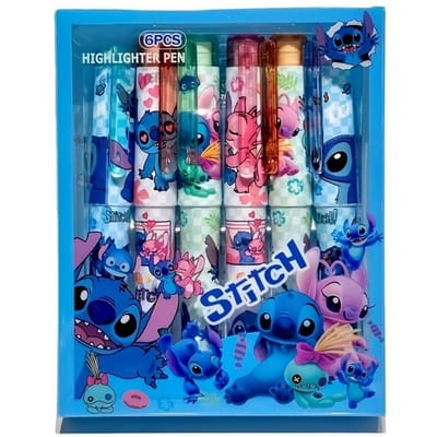 Disney 6 Stuks/Doos Nieuwe Naald Markeerstiften, Creatieve Markeerstiften voor Kleurrijke Krabbels, Kenmerken Zes Levendige Fluorescerende Kleuren, Duurzame Markers 6pcs blue