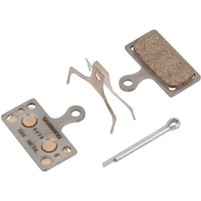 Paar metalen en verende fietsremblokjes met splitpen Shimano G04Ti-MX