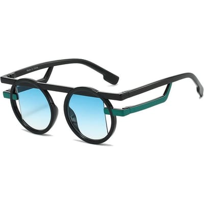 Lunettes de Soleil Circulaires KAMMPT Design Tendance Chic Décor Patchwork Teintes Nouvelles Élégantes Punk Amusantes Dégradé Lunettes de Soleil Décontractées as picture shows