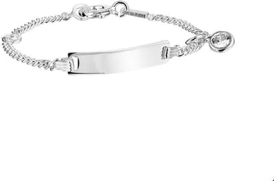 The Jewelry Collection Graveerarmband - Zirkonia - Zilver