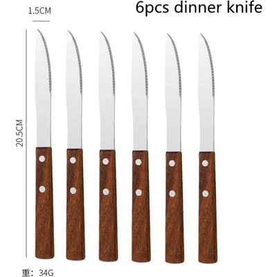Ensemble de Couverts 4 Pièces Manche en Bois Acier Inoxydable Miroir Vaisselle Manche en Bois de Rose Cuillère Couteau Fourchette Ensemble de Vaisselle de Table Dîner Cuisine