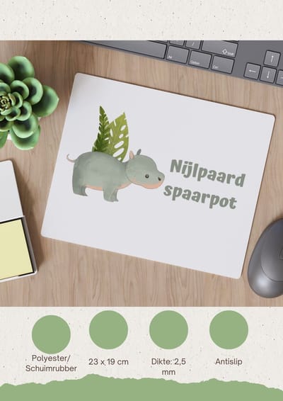 Akyol - nijlpaard Muismat - Nijlpaard - dieren liefhebbers - leuke cadeau voor iemand die van houdt van nijlpaarden - verjaardagscadeau - kado - gift - 23 bij 19 cm