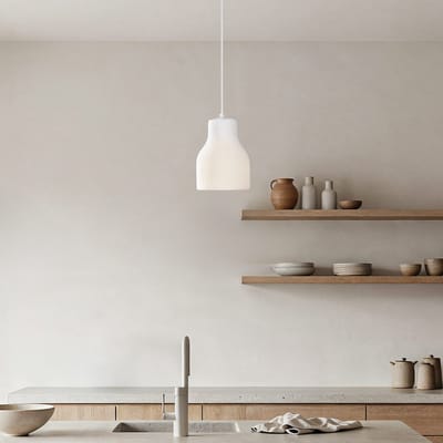 LumenXL Minimalistische hanglamp Haru Ø18 cm in Wabi Sabi stijl - wit steenmotief