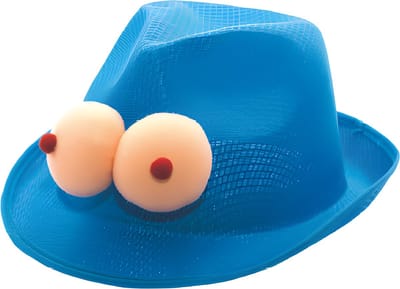 Blauwe Feesthoed met Speels 3D-Boobs Accent – Hét Humoristische Accessoire voor Elke Party!