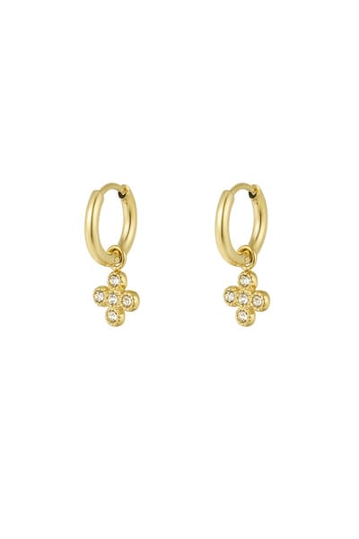Minimalistische oorbellen met klavertje - Yehwang - Oorbellen dames - Kinder oorbellen - 2 x 1,20 cm - Stainless Steel - Waterproof - Earrings - Gouden oorbellen - Kerst oorbellen - Kerst cadeau - Sinterklaas cadeau - Valentijn - Moederdag - Goud