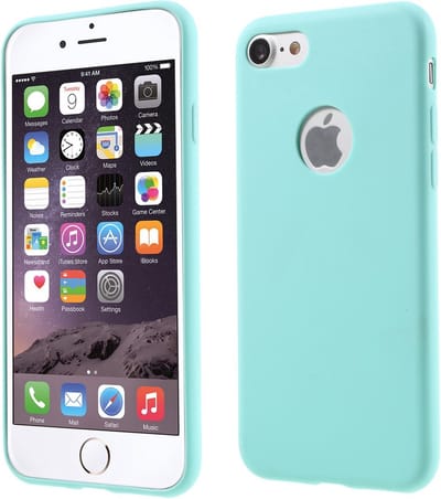 Peachy Lichtblauw silicone hoesje geschikt voor iPhone 7 8 lichtblauwe cover Effen Blue case