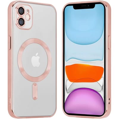 Coverzs telefoonhoesje geschikt voor Apple iPhone 11 Magneet hoesje met camera cover - magnetisch hoesje - roze