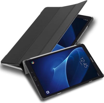 Cadorabo Tablet Hoesje geschikt voor Samsung Galaxy Tab A 2016 (10.1 Zoll) in SATIJN ZWART - Ultra dun beschermend geval met automatische Wake Up en Stand functie Book Case Cover Etui