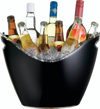 BarCraft zwarte acryl fles drankemmer koeler met twee handgrepen - Plastic