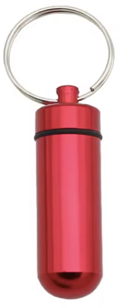 CHPN - Waterdichte sleutelhanger - Medicijn-Koker - Pillen-Koker - Sleutelhanger Rood - Aluminium - 5CM