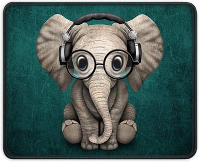 Grote Gaming Mouse Pad met Gestikte Randen, Antislip Rubber Basis, Geschikt voor Laptop en PC, 260x210mm, Schattige Olifant Ontwerp