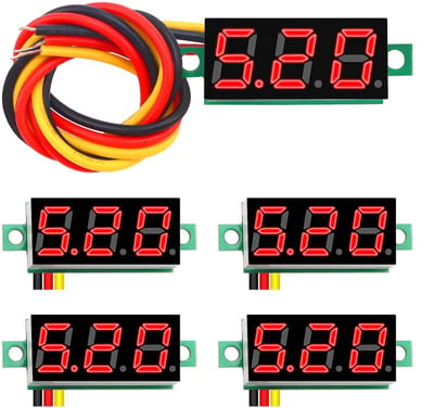 5 Stuks Mini Digitale Voltmeter 0-100V met Omgekeerde Polariteit Bescherming