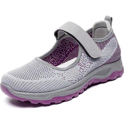 Lente/Zomer Nieuwe Dames Vrije Tijd Ademend Mesh Enkele Schoenen Mama's Schoenen Zachte Zool Uitgehold Lopen Damesschoenen 36 gray