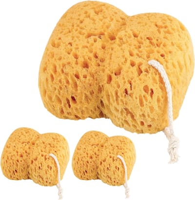 Drie Delige Set Natuurlijke Bad Sponsen, Ultra Zachte Exfoliërende Sponsen voor Lichaam, Ideaal voor Gevoelige en Droge Huid