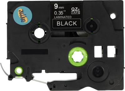 Dappaz - Compatible Brother Labeltape TZe-325 / Qze-325 - Wit op Zwart - 9 mm x 8 m - Geschikt voor de Brother P-touch labelprinters - 1 stuks