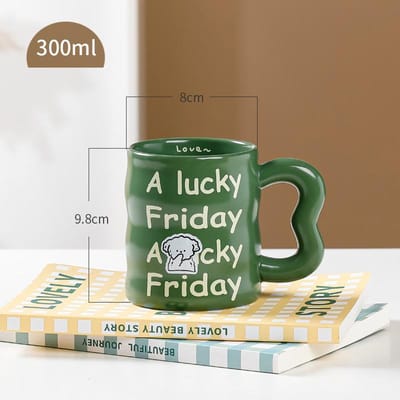 Keramische Mok van Hoge Waarde Schattige Creatieve Cartoon Melkbeker Huishouden Grote Capaciteit Ronde Drinkbeker 301-400ml