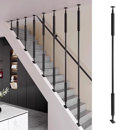 Trapleuning Spindels - Valbeveiliging Reling - Trap Veiligheid - Verstelbare Hoogte - 85 cm - Zwart