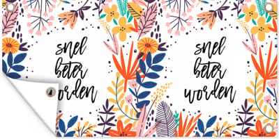 Schuttingposter Get well soon - Quote - Planten - 200x100 cm - Tuindoek