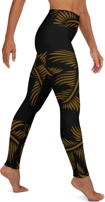 Sportlegging - design Lines 4 Peace - High Waist - Dry Fit - High Performance - 4way stretch- unieke print - UPF 50+ - Hardloop - Yoga - Fitness - Dans  - Pilates - Training - sportbroek - zwart hazelnoot bruin - maat S