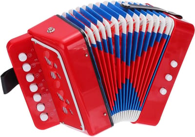 Knop Accordeon - Mini Muziekinstrument - Muziek Leren Spelen - Lichtgewicht Draagbaar - 10 Toetsen - Rood