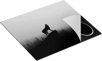 Chefcare Inductie Beschermer Silhouet van een Huilende Wolf - Abstract - 60x50 cm - Afdekplaat Inductie - Kookplaat Beschermer - Inductie Mat