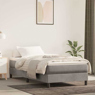 vidaXL - Pocketveringmatras - medium - 90x220x20 - cm - fluweel - lichtgrijs