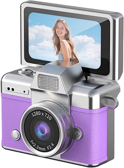 Ynkkvre - Mini Sleutelhanger Camera - Digitale Camera - Fototoestel - Compact Camera - Vlog Camera - 1.47-inch Draaibaar IPS Scherm - 1080P Retro Video - USB-C Oplaadbaar - Ultralicht 90g Design - Paars