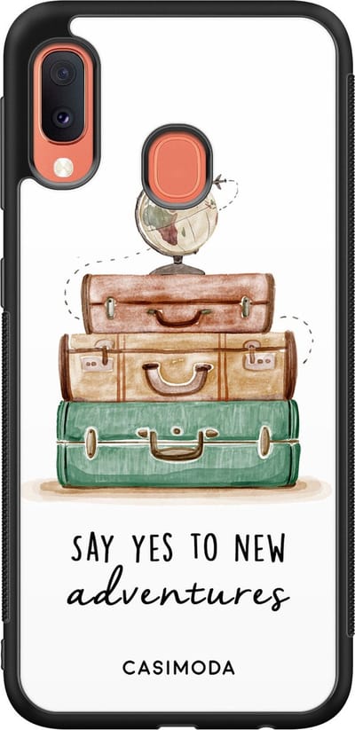 Casimoda® hoesje - Geschikt voor Samsung Galaxy A20e - Wanderlust - Zwart TPU Backcover - Tekst - Multi