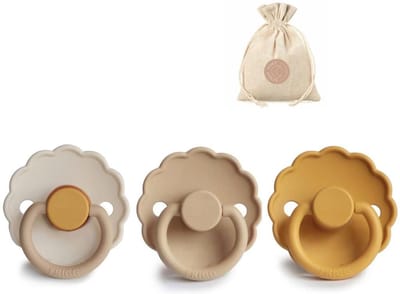 FRIGG Daisy T1 - chamomille, croissant, honey gold + Bolletoet speenzakje - 0-6 maanden