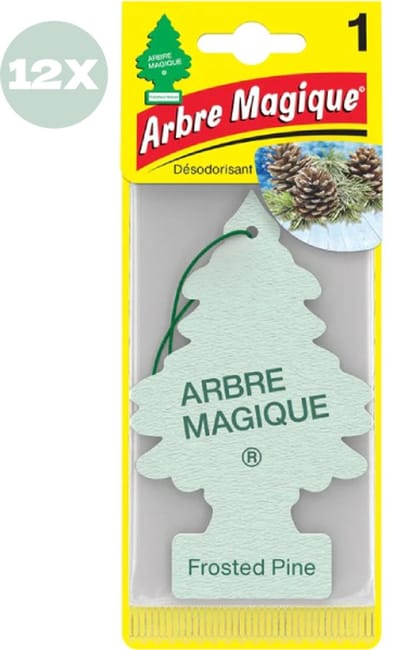 12 stuks Frosted Pine Arbre Magique Geurboom Luchtverfrisser voor in de auto – Car Parfum – Geurboompje – Geurbooster – Wonderboom – Geurverfrisser – Nieuwe Auto – Autogeur – Autoparfum – Geurblad - Zomer Fris - Bevroren Den- IJzige Den