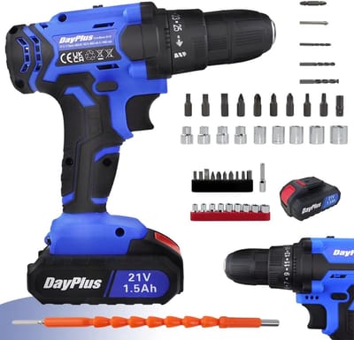 Accuschroevendraaier 21V met Slagboorfunctie - Professionele Mini-Accuschroevendraaier met Snellading en 26 Accessoires