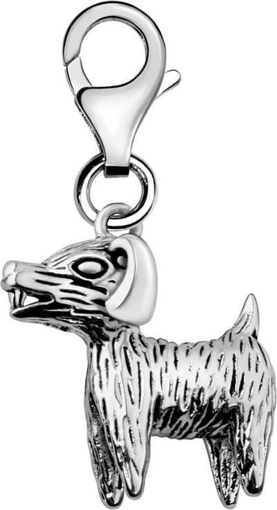 Quiges – 925 - Zilver – Charm - Bedel - Hanger - 3D Hond - met – sterling - zilver - karabijnslot - geschikt - voor -Bedelarmband HC001