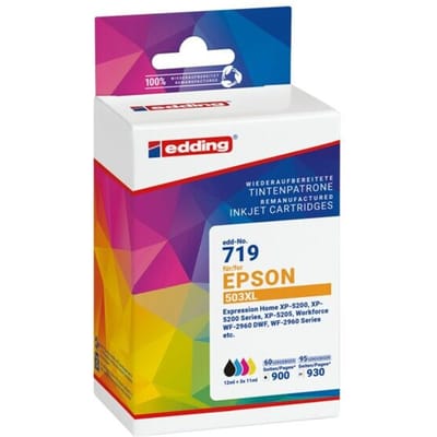 Edding Inktcartridge vervangt Epson 503XL, T09R1 Compatibel Combipack Zwart, Cyaan, Magenta, Geel EDD-719 18-719
