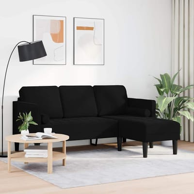 vidaXL - Bankstel - met - kussen - Zwart - Polyester