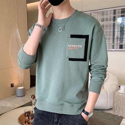 Pull Homme Printemps et Automne Nouveaux Vêtements de Marque Tendance avec T-shirt de Fond et Haut 4XL gray