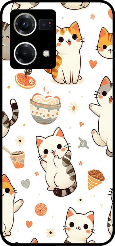 Smartphonica Telefoonhoesje Geschikt voor Oppo Reno8 4G met katten opdruk - TPU backcover case cat design geschikt voor Oppo Reno8 4G